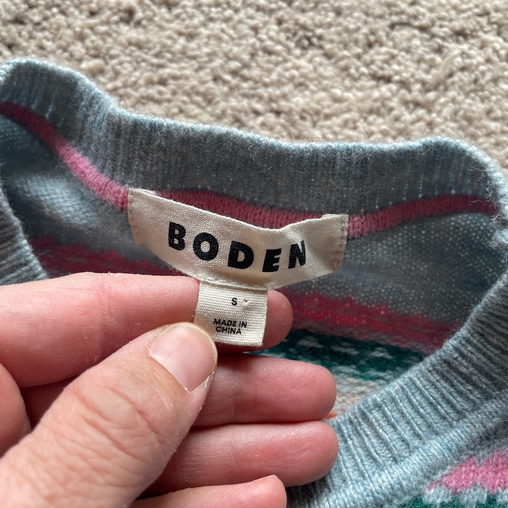 Boden edie fair island sweater blue diamond women’s wool blend size small - Picture 3 of 7